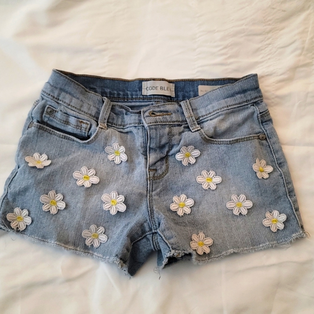 Code Bleu Girls Daisy Denim Jeans Shorts Size 10